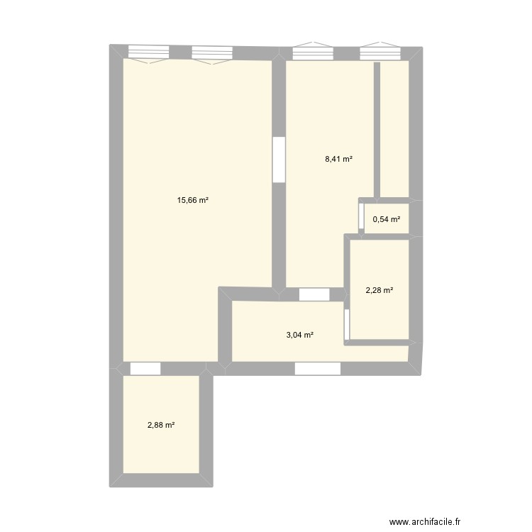 .T2. Plan de 6 pièces et 33 m2