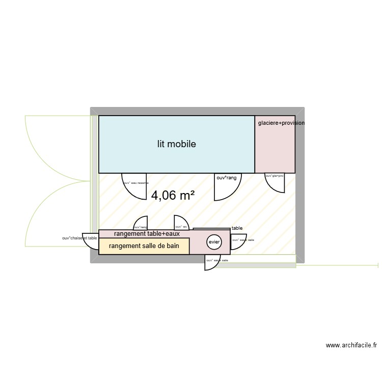 van . Plan de 1 pièce et 4 m2