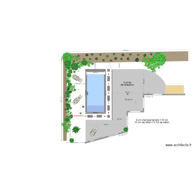 Terrasse joints dilatation + caniveau. Plan de 0 pièce et 0 m2