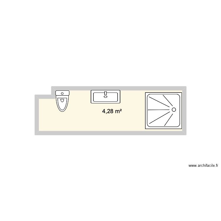 SdB. Plan de 1 pièce et 4 m2