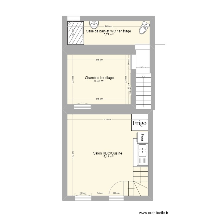 Actuelp. Plan de 3 pièces et 34 m2