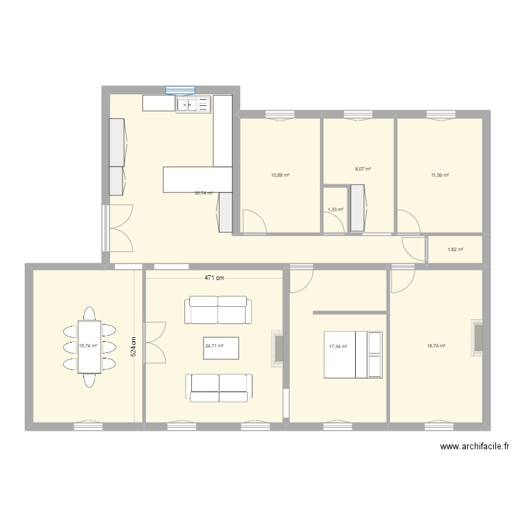 appart 128 v2. Plan de 10 pièces et 143 m2