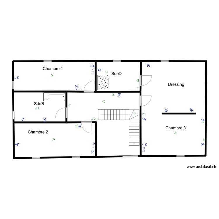 kevin 1er Etage. Plan de 2 pièces et 46 m2