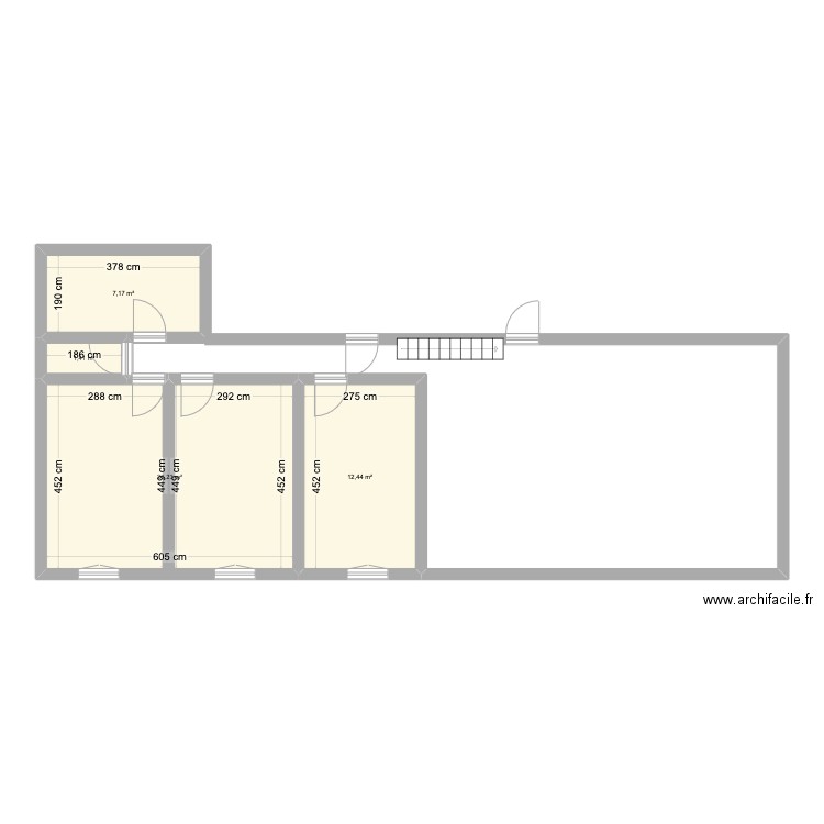 Deroulède. Plan de 4 pièces et 47 m2