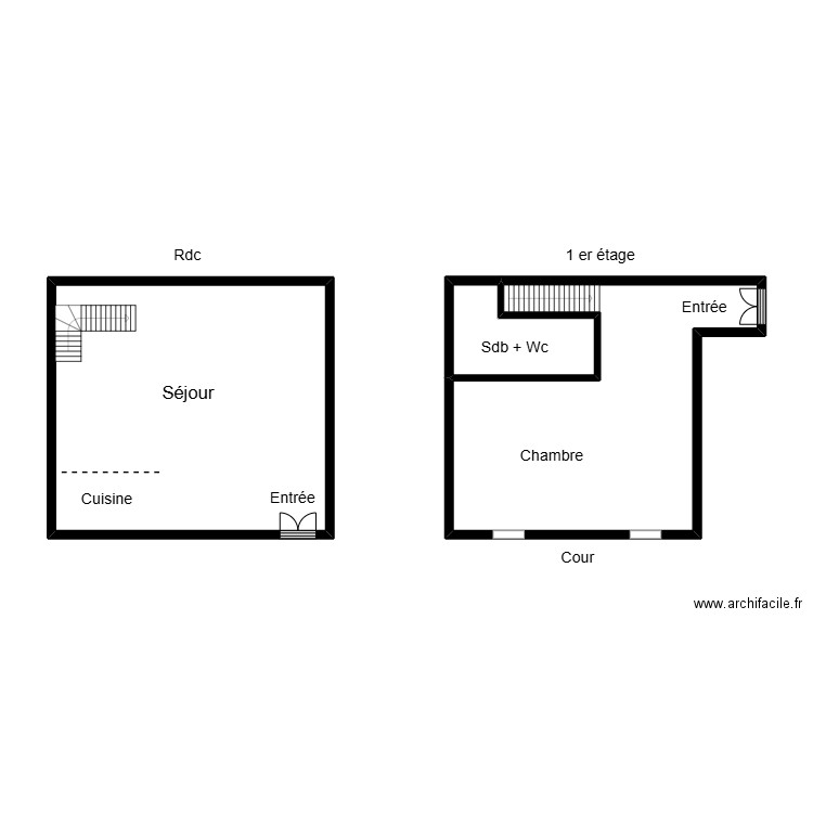 Taieb.. Plan de 3 pièces et 48 m2