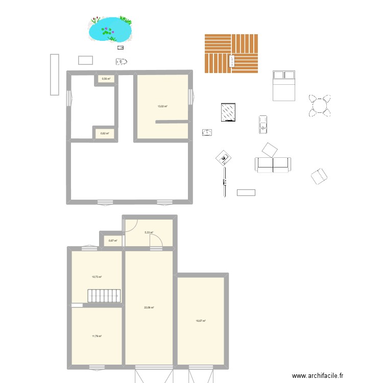 maison ully. Plan de 9 pièces et 82 m2