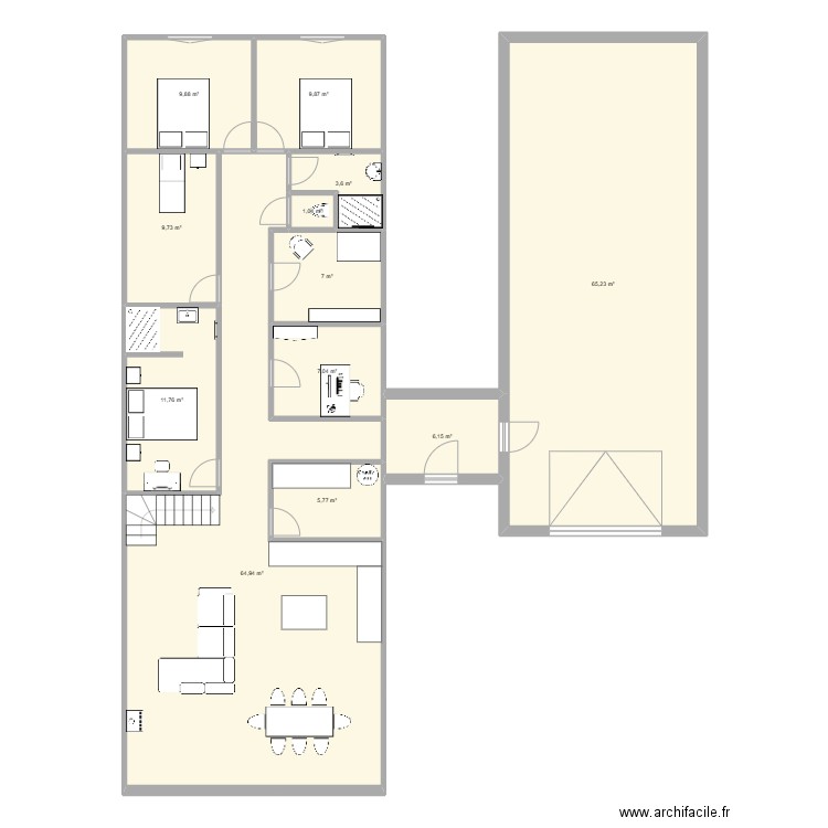 A FRAME. Plan de 12 pièces et 202 m2