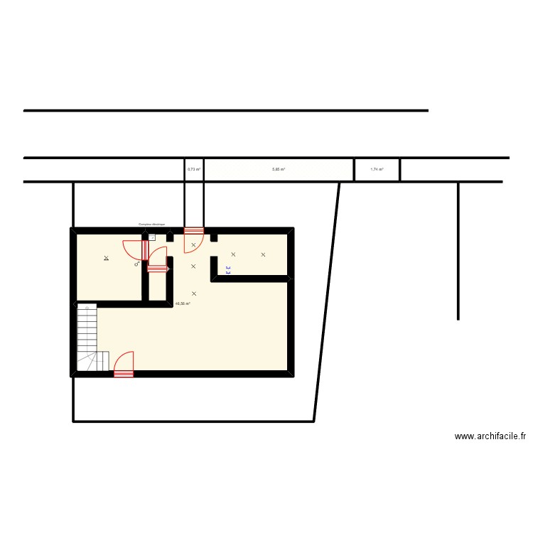 Claude. Plan de 4 pièces et 55 m2