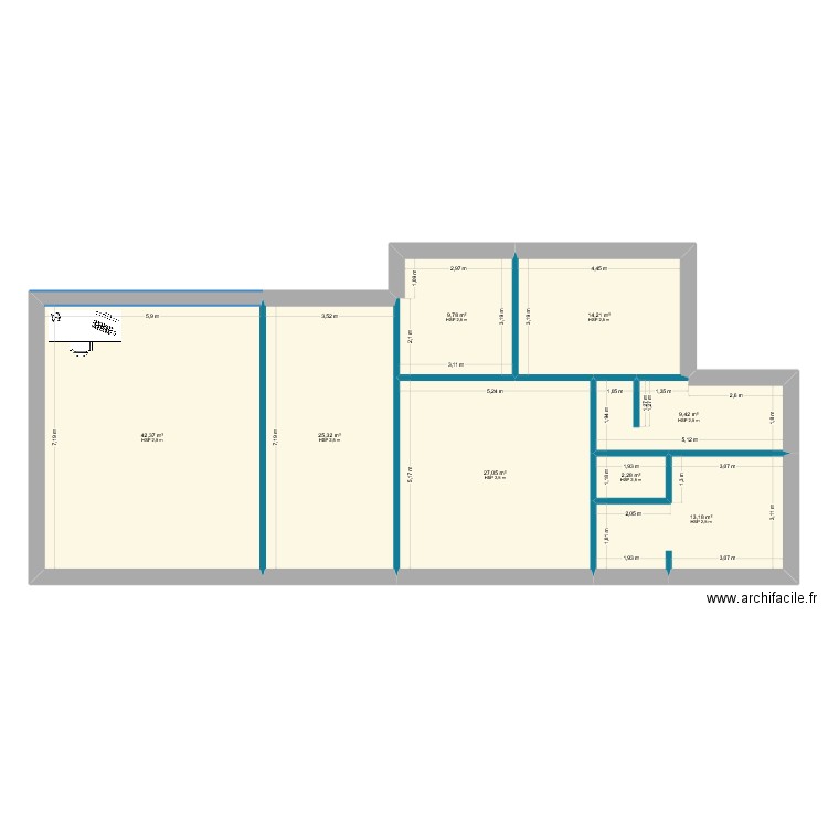 Plan 1. Plan de 8 pièces et 144 m2