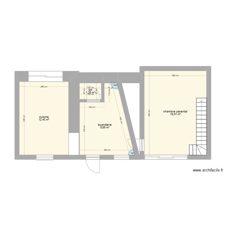 maison. Plan de 4 pièces et 42 m2