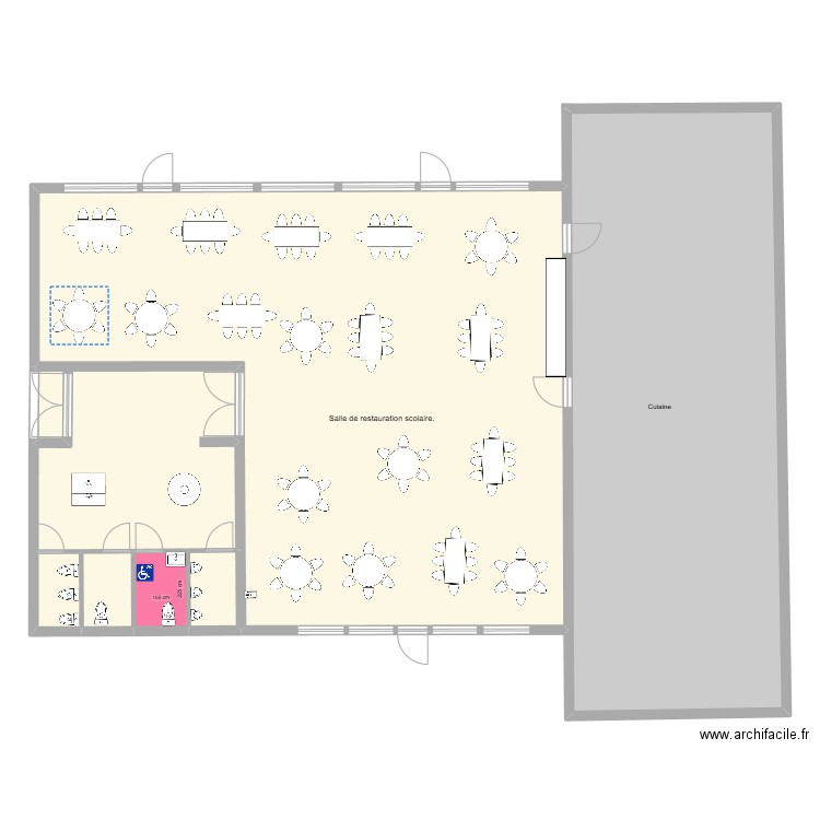 Restaurant scolaire. Plan de 6 pièces et 309 m2