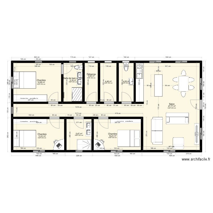 RENAUD. Plan de 9 pièces et 105 m2