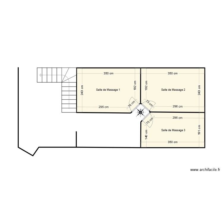 SPA Calypso. Plan de 3 pièces et 23 m2