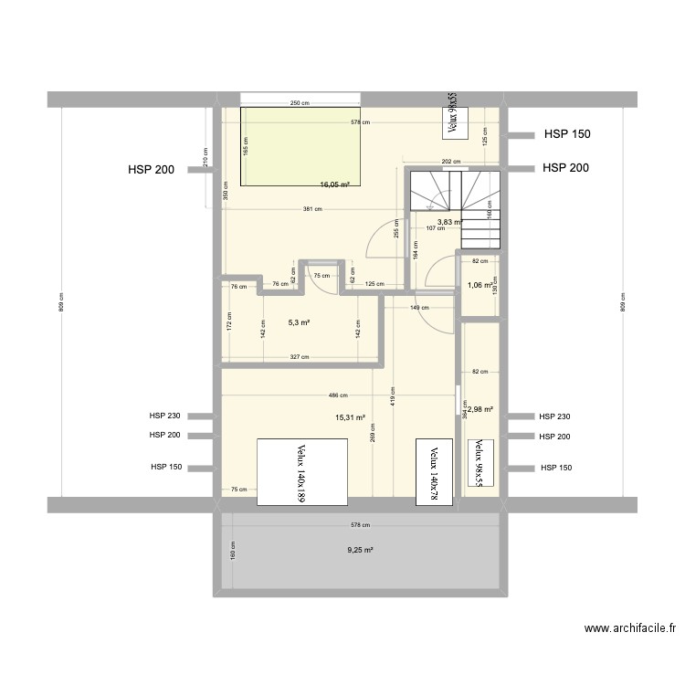 Banning 21 Rez 3 - Surfaces int -. Plan de 7 pièces et 54 m2