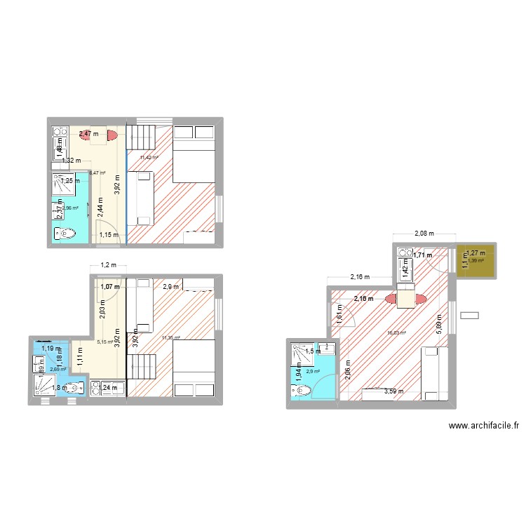 STUDIO N°4/1/8. Plan de 9 pièces et 60 m2