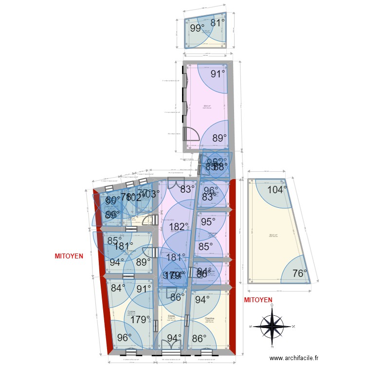 VETESSE. Plan de 15 pièces et 181 m2