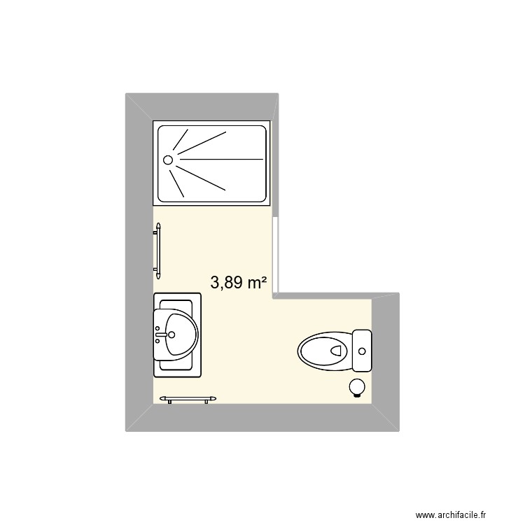 Salle de bain Gite. Plan de 1 pièce et 4 m2