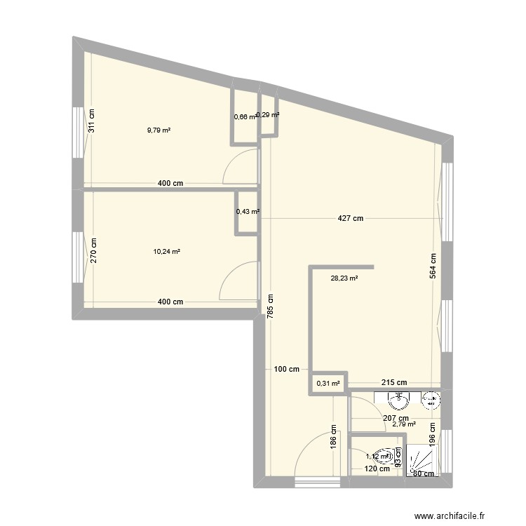 FORAZ LYON 8 ETAT DES LIEUX 2. Plan de 9 pièces et 55 m2