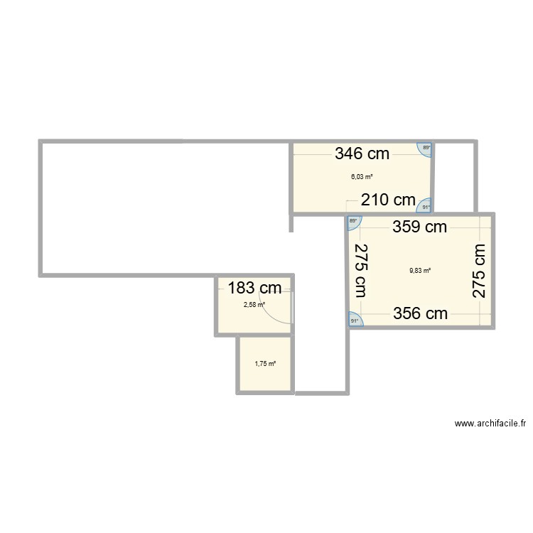 studio pilates. Plan de 4 pièces et 20 m2