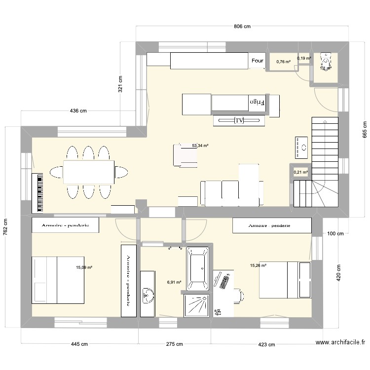 dans le future . Plan de 8 pièces et 93 m2