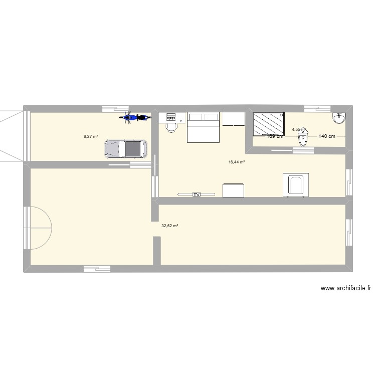 casa frances. Plan de 4 pièces et 62 m2