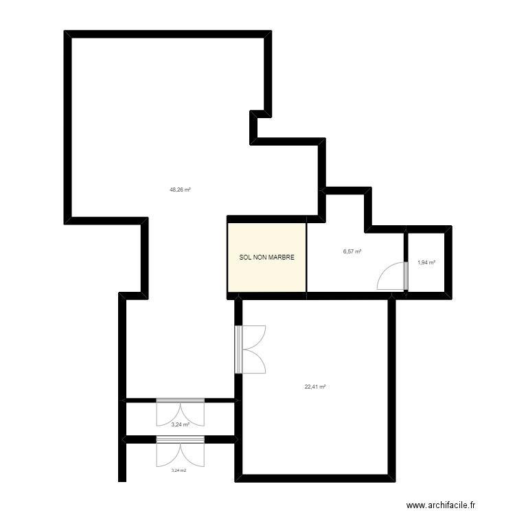 MTY-rdc marbre. Plan de 6 pièces et 87 m2