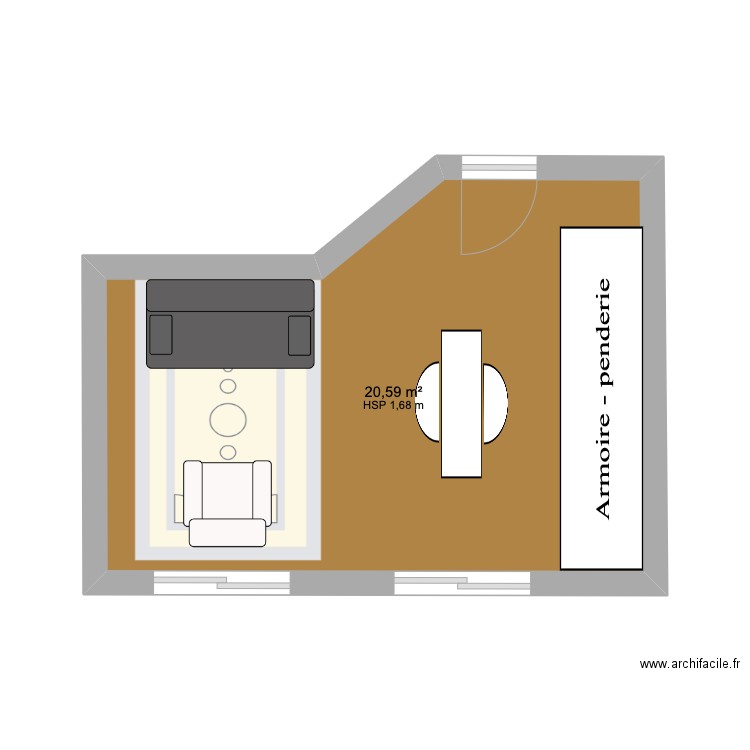 studio neuilly. Plan de 1 pièce et 21 m2