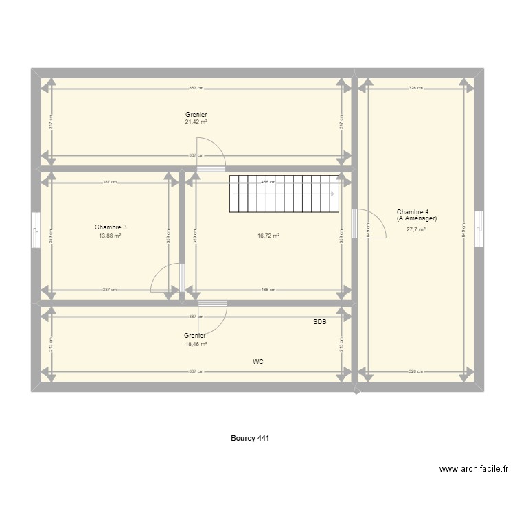 bourcy 1er. Plan de 5 pièces et 98 m2