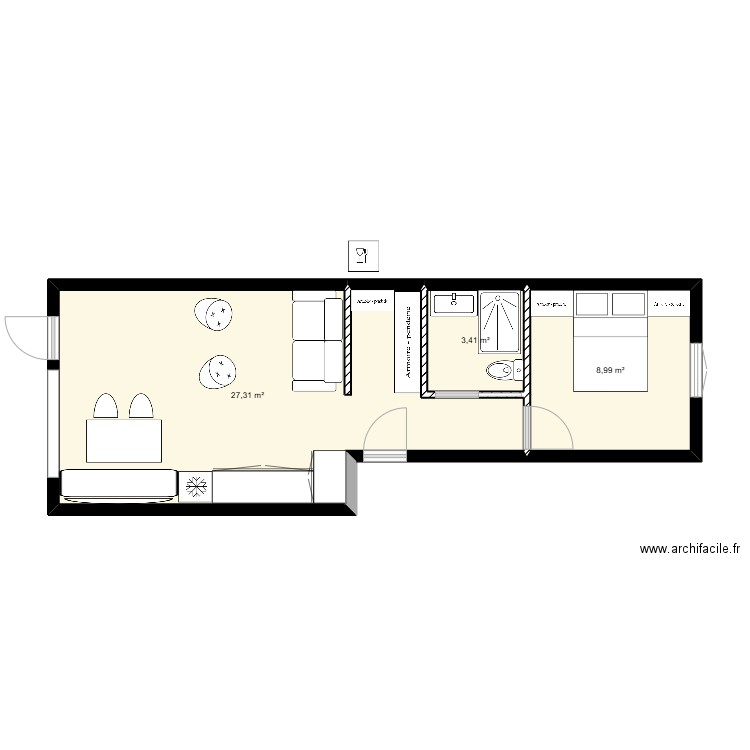 devoir 2  2.4. Plan de 3 pièces et 40 m2