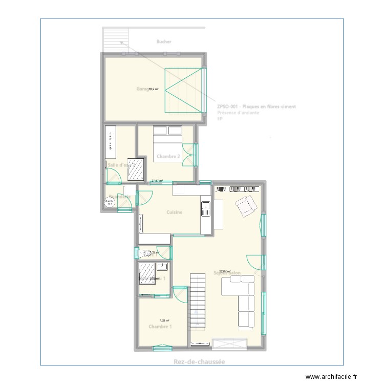 Marcillac. Plan de 6 pièces et 90 m2