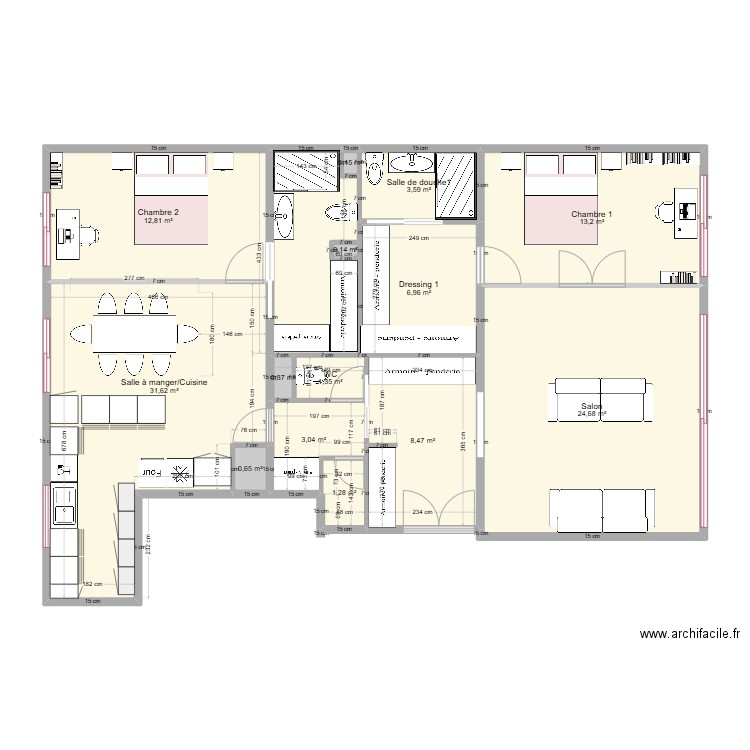 Froger 1. Plan de 14 pièces et 108 m2