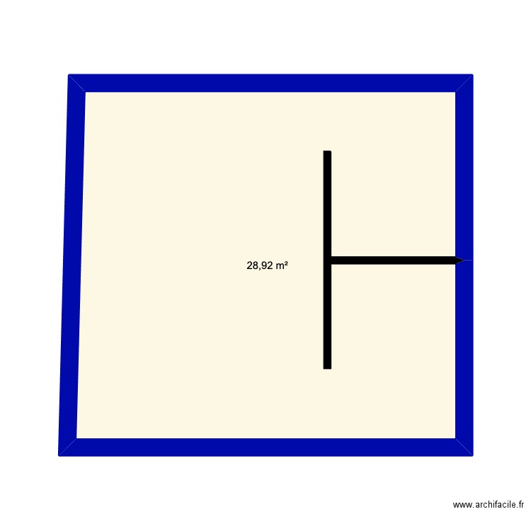 chambre. Plan de 1 pièce et 29 m2