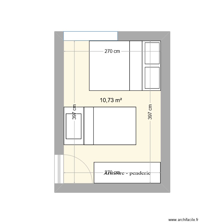 BEETHOVEN. Plan de 1 pièce et 11 m2