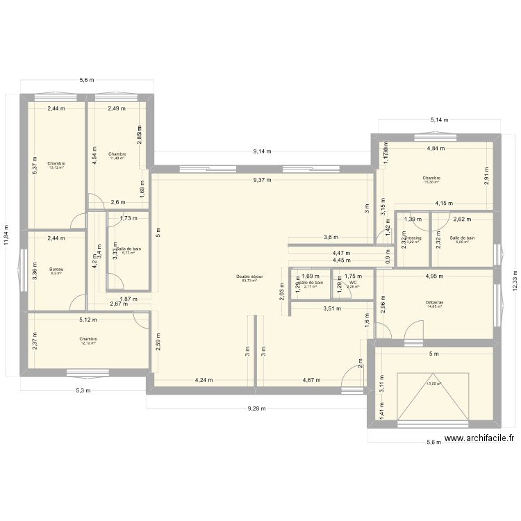 plan 2. Plan de 13 pièces et 194 m2