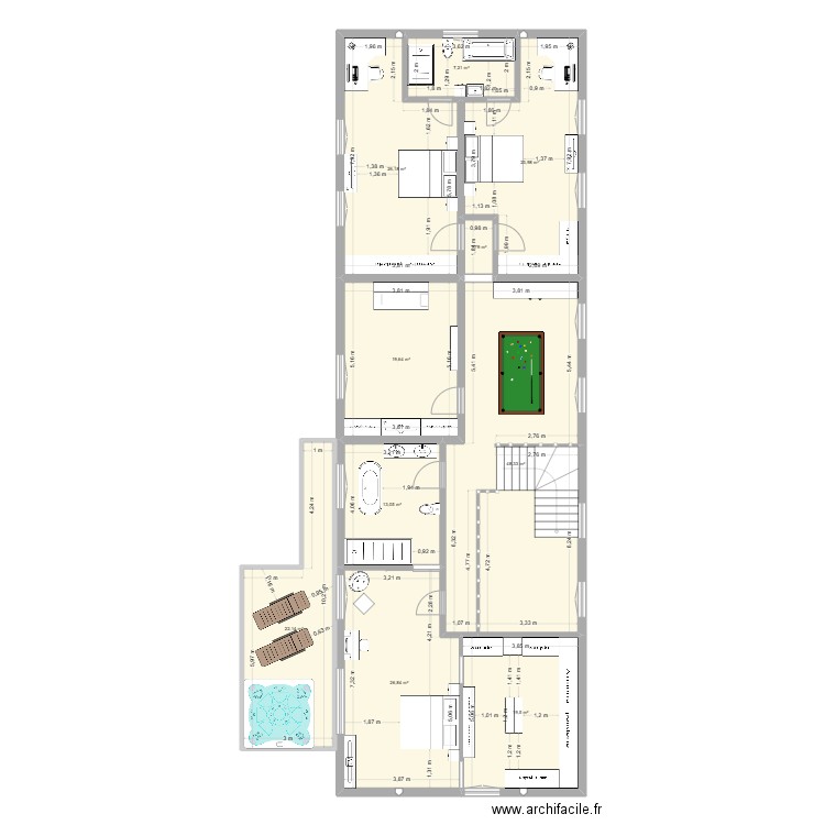 MLT Vincennes 1er étage Aménagement 2. Plan de 10 pièces et 209 m2