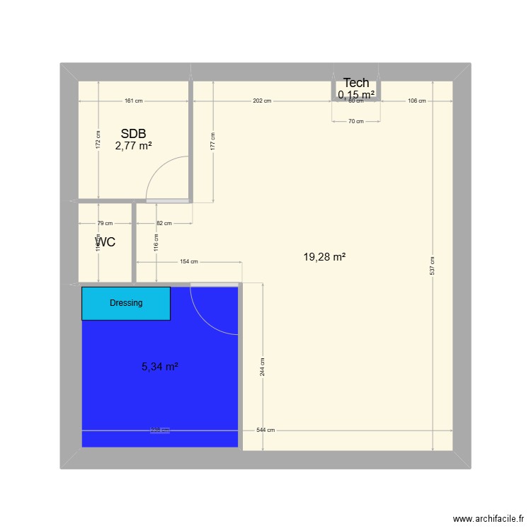 Fronti. Plan de 5 pièces et 28 m2