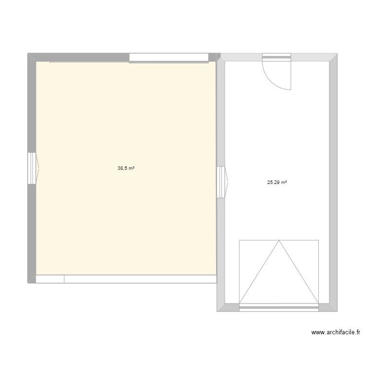 Carport. Plan de 2 pièces et 64 m2