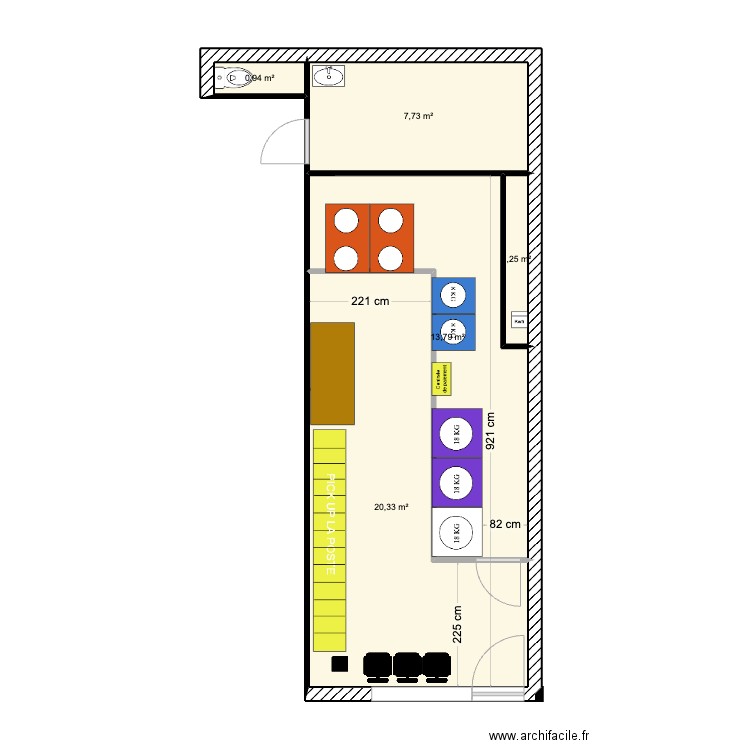 LAVERIE ANDERNOS. Plan de 5 pièces et 44 m2