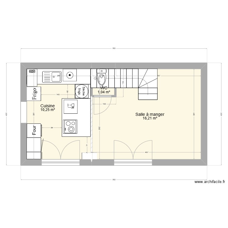 plan Auriane. Plan de 3 pièces et 28 m2