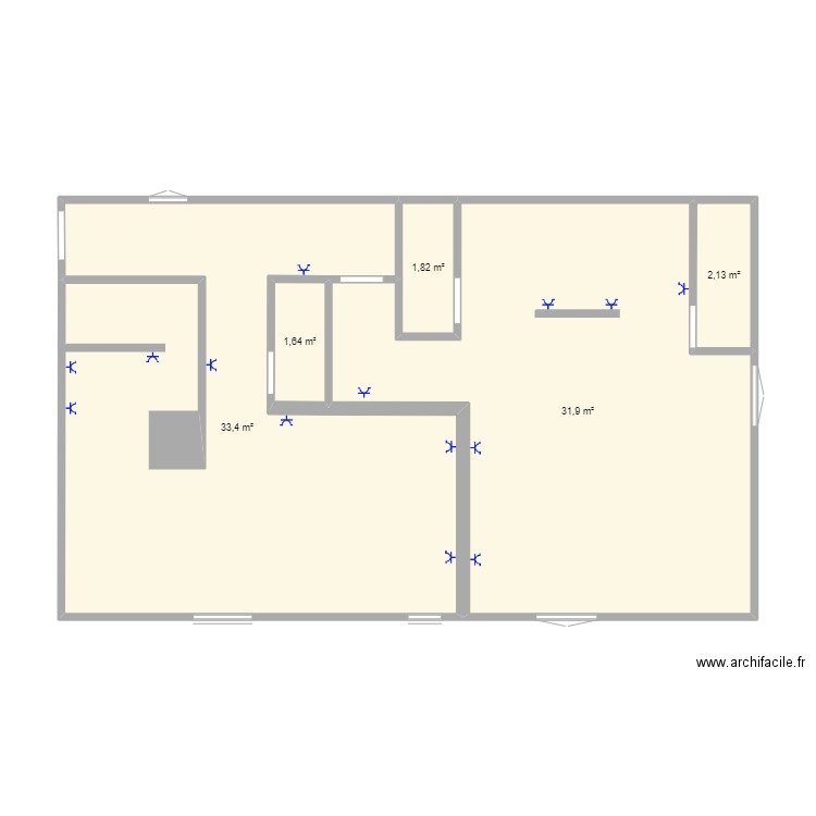 GRANGE 1ER ETAGE CIRCUIT PRISES. Plan de 5 pièces et 71 m2