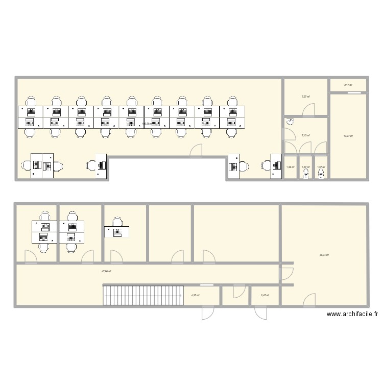 B101. Plan de 17 pièces et 292 m2