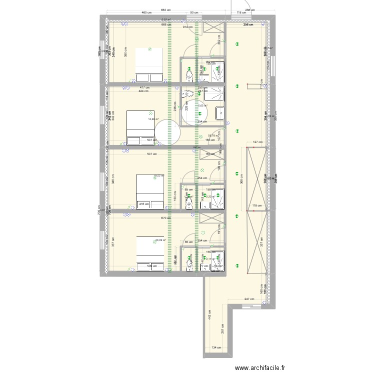 Projet Aubrac. Plan de 15 pièces et 131 m2