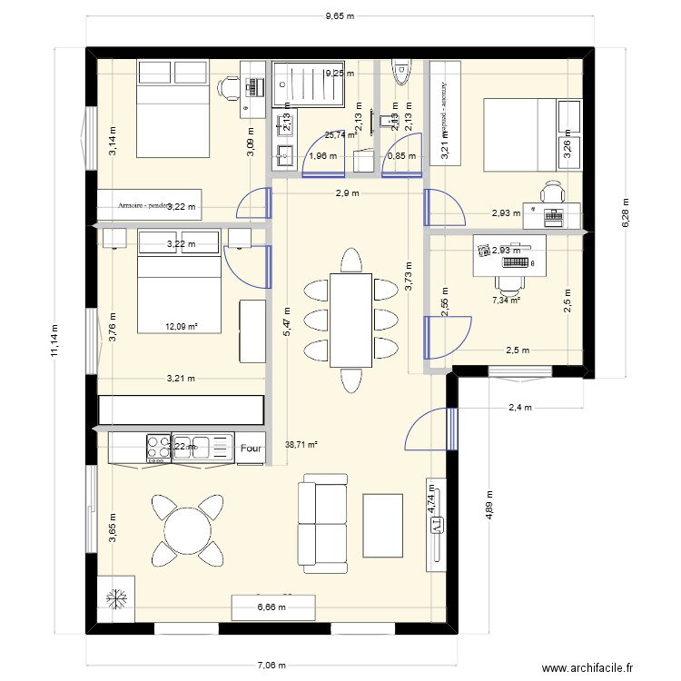 maison amour. Plan de 4 pièces et 84 m2