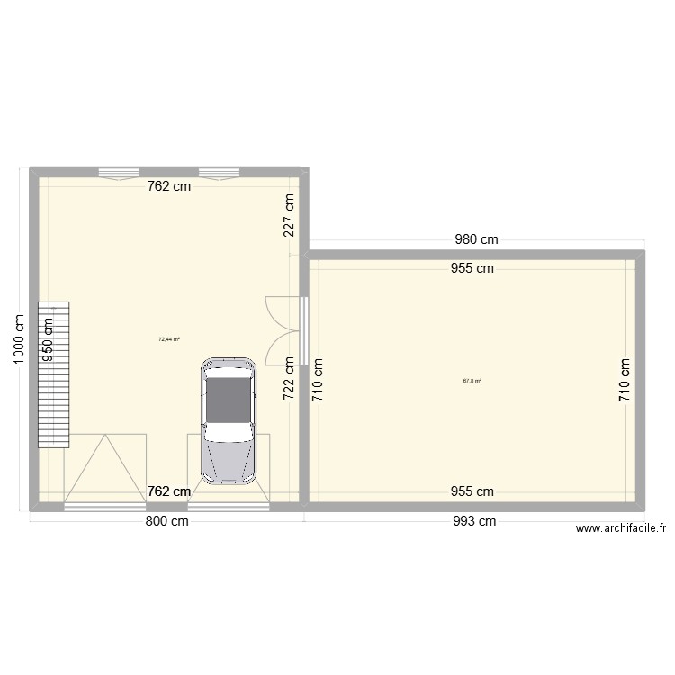 Garage . Plan de 2 pièces et 140 m2