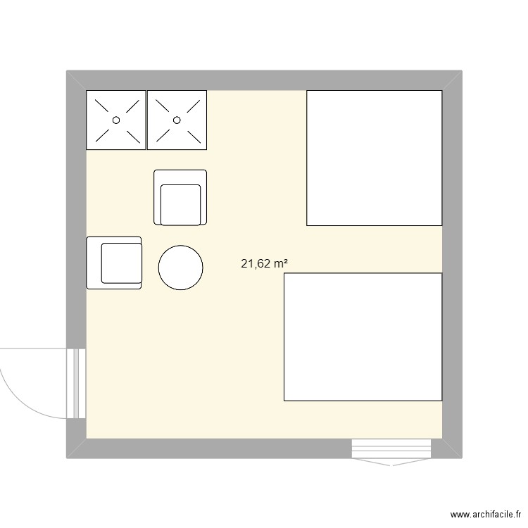 spa. Plan de 1 pièce et 22 m2