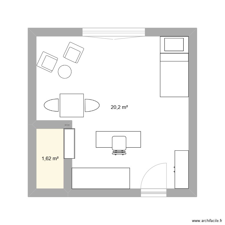 INSTITUT. Plan de 2 pièces et 22 m2