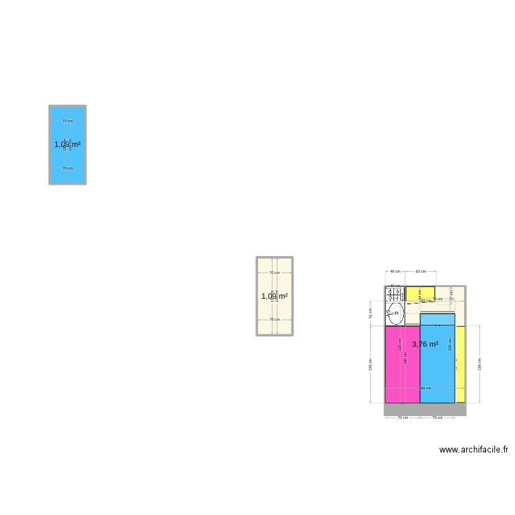 plan van. Plan de 3 pièces et 6 m2