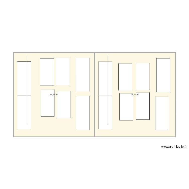 grands compartiments S0. Plan de 2 pièces et 76 m2