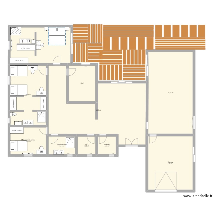 Plainpied 2. Plan de 10 pièces et 227 m2