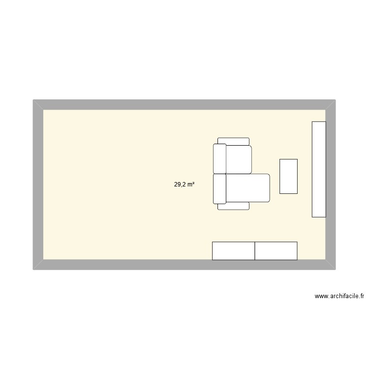 Salon - sàm. Plan de 1 pièce et 29 m2